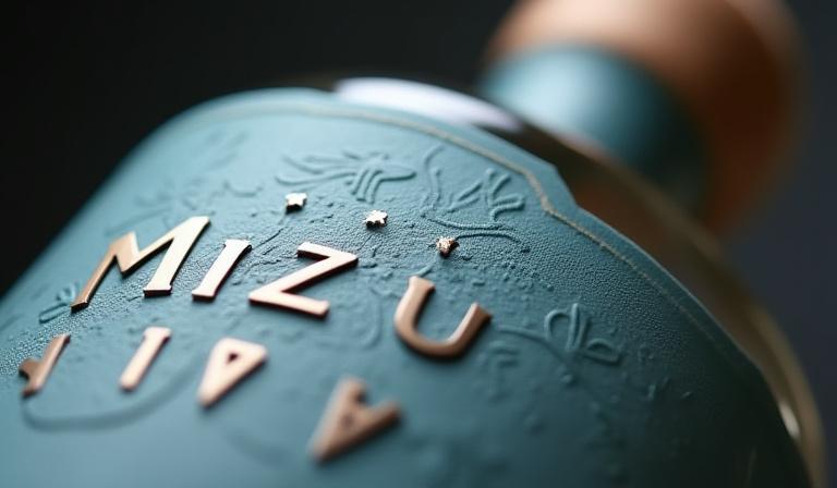 Close-up of the gin bottle's textured label and cork.