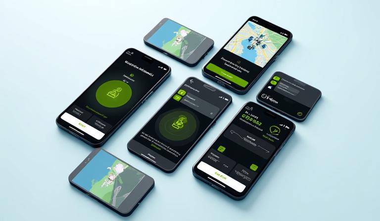 A sequence of screens from the CycleConnect app showing the user flow.