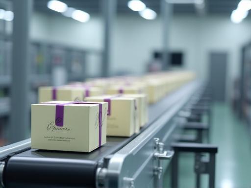 Final product on a production line, beautifully packaged and ready for shipment.